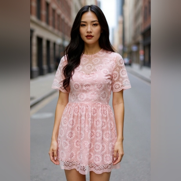 FOR EVER 21 Dresses & Skirts - FOREVER 21 Elegant Pink Lace Dress SIZE MEDIUM